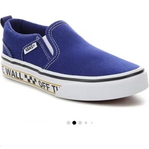Vans Off The Wall Toddler Sidewall Blue & White Slip-On Sneakers, Size 11